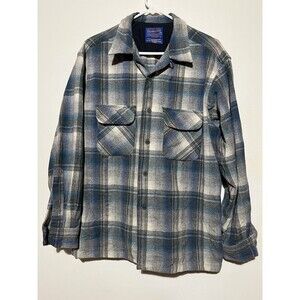 Vintage Pendleton Long Sleeve Original Board Shirt Blue Black Plaid Mens Large